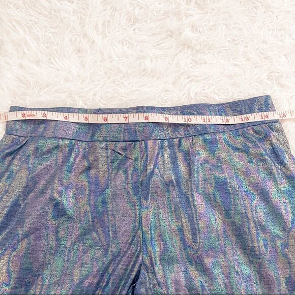 English Rose Blue Shimmer Iridescent High Rise Leggings w/Stars; SZ M; BNIP - Picture 7 of 12